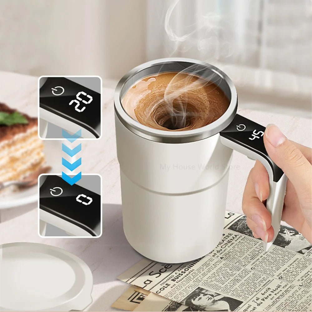 Zelfroerende Koffiemok Oplaadbaar Met Temperatuur Display RVS 320g