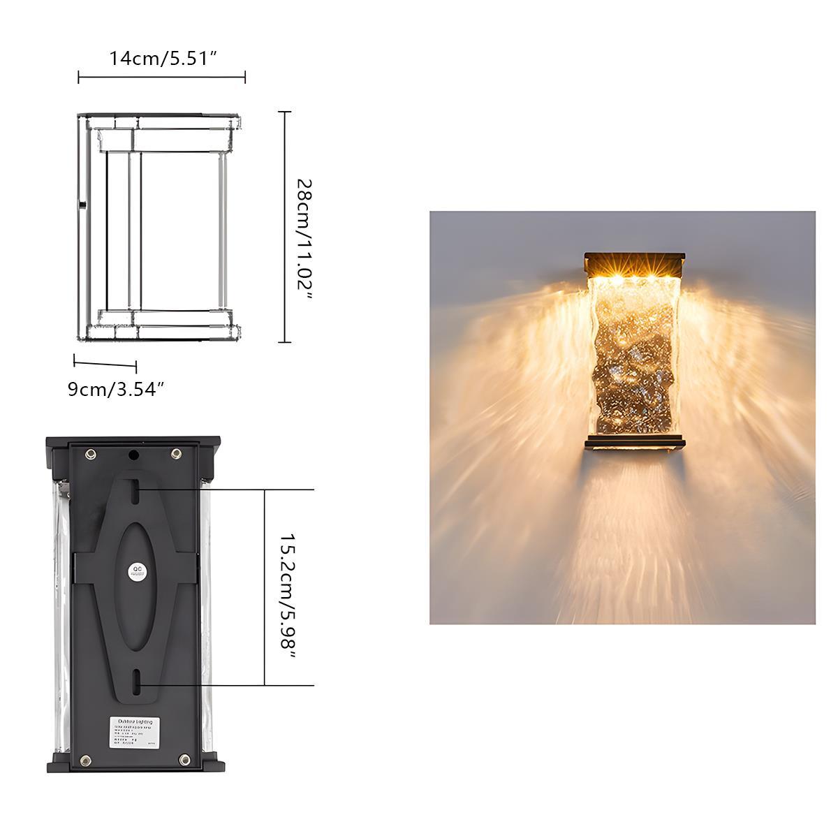 Buitenlamp LED Wandlamp Aluminium Glas Watergolf 16W Warm Wit Veranda Tuin Gevel Buitenverlichting IP43