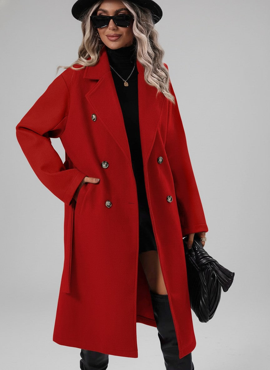 A-Lijn Trenchcoat Dames Dubbelrijig met Ceintuur