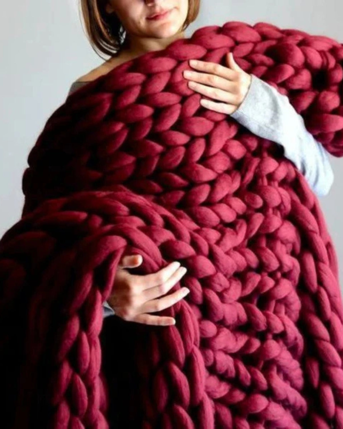 Handgebreid Chunky Plaid – Dik Gebreide Deken in Zachte Chenille voor Bank en Bed