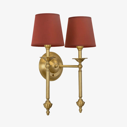 Stoffen Wandlamp met Vintage Koperen Afwerking – Sfeervolle Verlichting voor Hal, Slaapkamer en Woonkamer