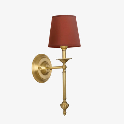 Stoffen Wandlamp met Vintage Koperen Afwerking – Sfeervolle Verlichting voor Hal, Slaapkamer en Woonkamer