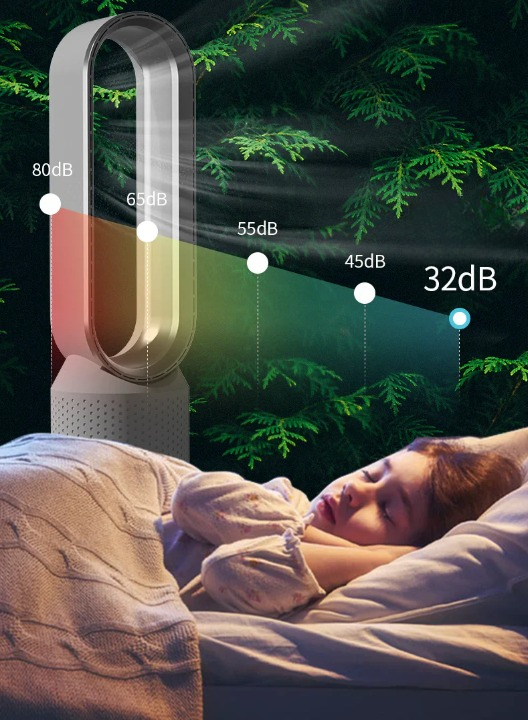 Torenventilator Zonder Bladen 3-in-1 Luchtreiniger HEPA Filter UV Ionisator Wit Woonkamer Slaapkamer Bladloze Ventilator Stille Luchtkoeler Kantoor