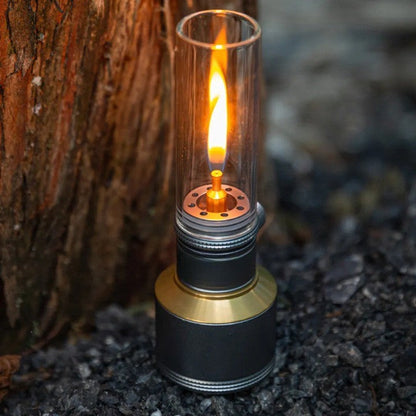 Vintage Campinglamp op Butaan met Verstelbare Vlam – Compact Buitenlicht voor Wandelaars en Avonturiers