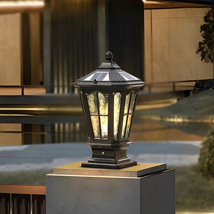 Zonnelamp Paal Buitenlamp Zwart Aluminium Tuin Oprit Sokkel Lantaarn Vintage Solar Tuinverlichting Hekpaal Lamp Buitenverlichting