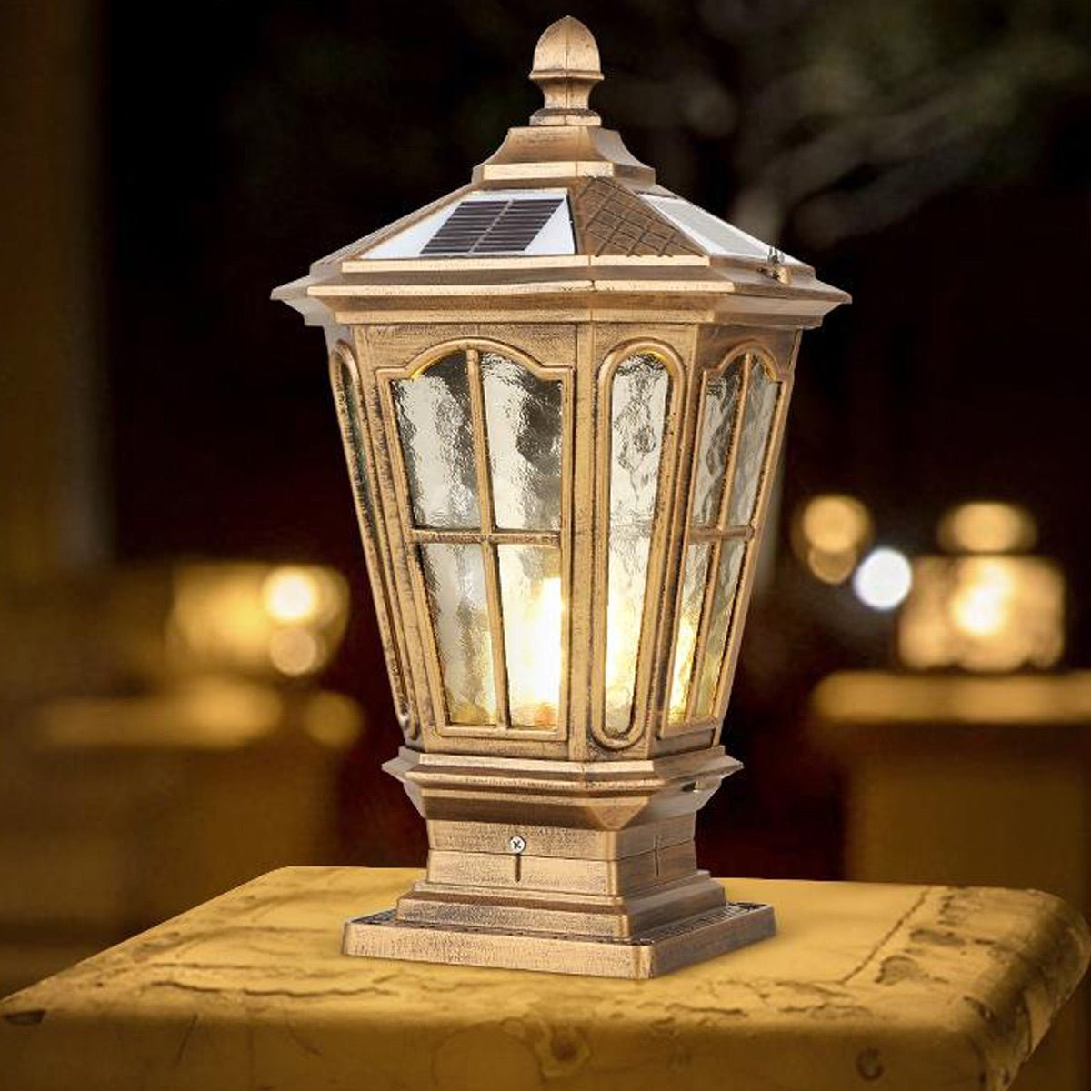 Zonnelamp Paal Buitenlamp Zwart Aluminium Tuin Oprit Sokkel Lantaarn Vintage Solar Tuinverlichting Hekpaal Lamp Buitenverlichting