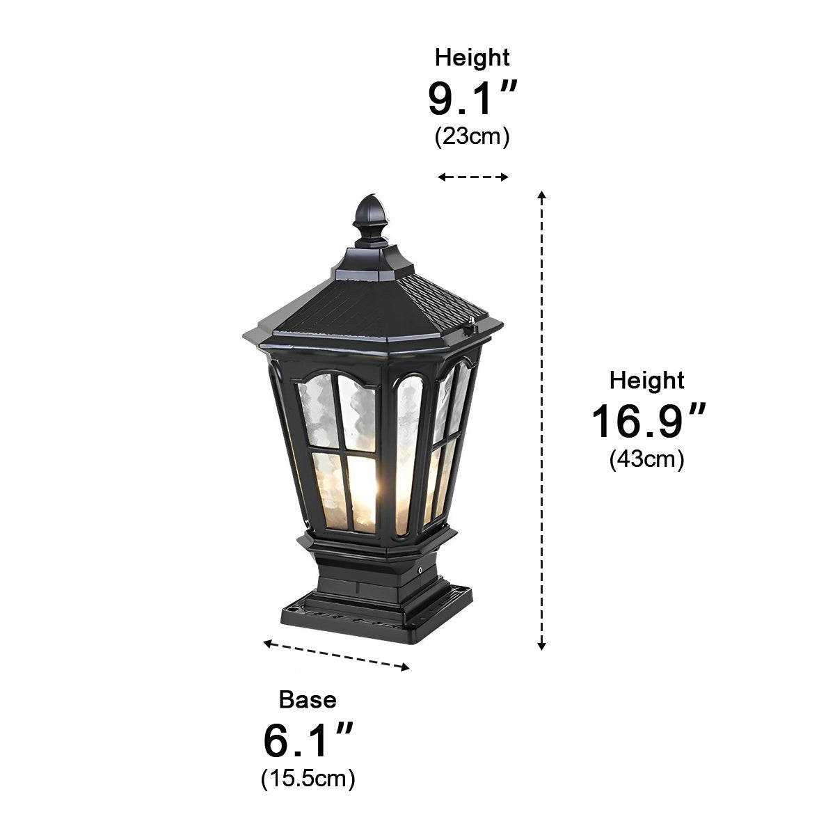 Zonnelamp Paal Buitenlamp Zwart Aluminium Tuin Oprit Sokkel Lantaarn Vintage Solar Tuinverlichting Hekpaal Lamp Buitenverlichting