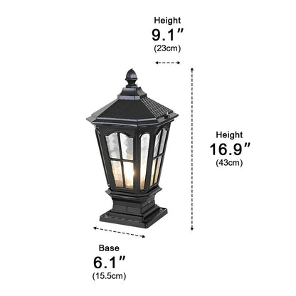 Zonnelamp Paal Buitenlamp Zwart Aluminium Tuin Oprit Sokkel Lantaarn Vintage Solar Tuinverlichting Hekpaal Lamp Buitenverlichting