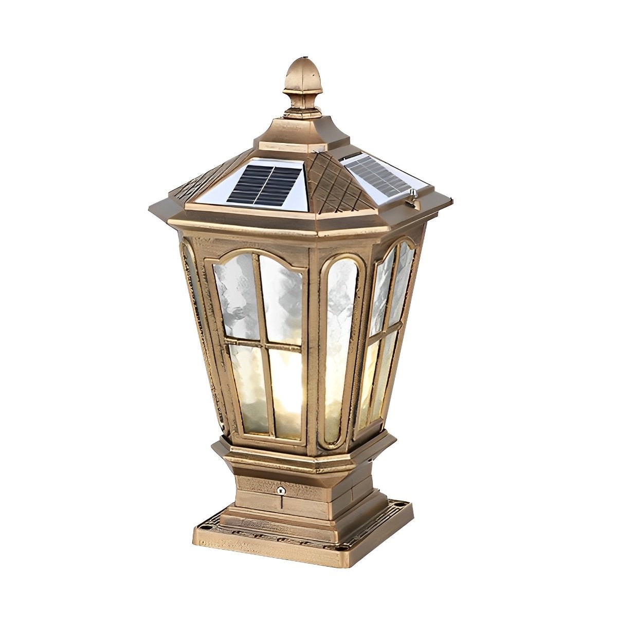Zonnelamp Paal Buitenlamp Zwart Aluminium Tuin Oprit Sokkel Lantaarn Vintage Solar Tuinverlichting Hekpaal Lamp Buitenverlichting