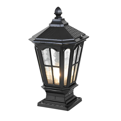 Zonnelamp Paal Buitenlamp Zwart Aluminium Tuin Oprit Sokkel Lantaarn Vintage Solar Tuinverlichting Hekpaal Lamp Buitenverlichting