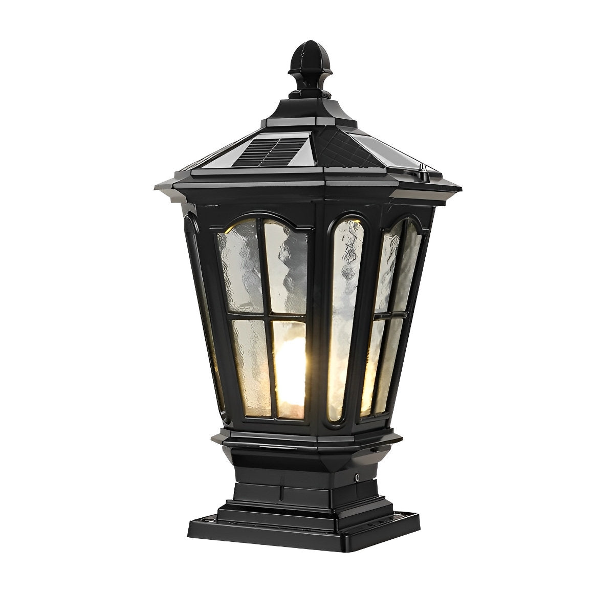 Zonnelamp Paal Buitenlamp Zwart Aluminium Tuin Oprit Sokkel Lantaarn Vintage Solar Tuinverlichting Hekpaal Lamp Buitenverlichting