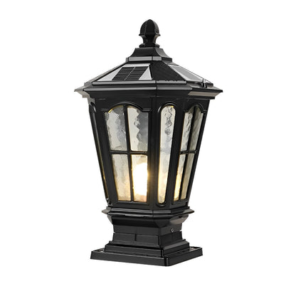 Zonnelamp Paal Buitenlamp Zwart Aluminium Tuin Oprit Sokkel Lantaarn Vintage Solar Tuinverlichting Hekpaal Lamp Buitenverlichting