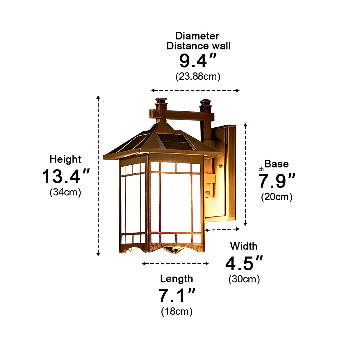 Buitenlamp Solar Wandlamp Aluminium Zwart Brons Tuin Klassiek Lantaarn Buiten Wandverlichting Zonne-energie IP55 Villa Oprit Veranda