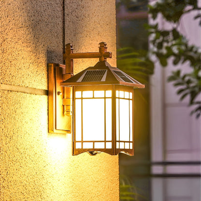 Buitenlamp Solar Wandlamp Aluminium Zwart Brons Tuin Klassiek Lantaarn Buiten Wandverlichting Zonne-energie IP55 Villa Oprit Veranda