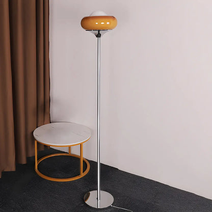 Vloerlamp Glas Retro Bol E27 Metaal Geel 155cm Sfeerverlichting Woonkamer
