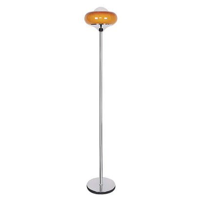 Vloerlamp Glas Retro Bol E27 Metaal Geel 155cm Sfeerverlichting Woonkamer