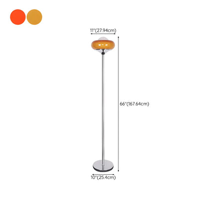 Vloerlamp Glas Retro Bol E27 Metaal Geel 155cm Sfeerverlichting Woonkamer