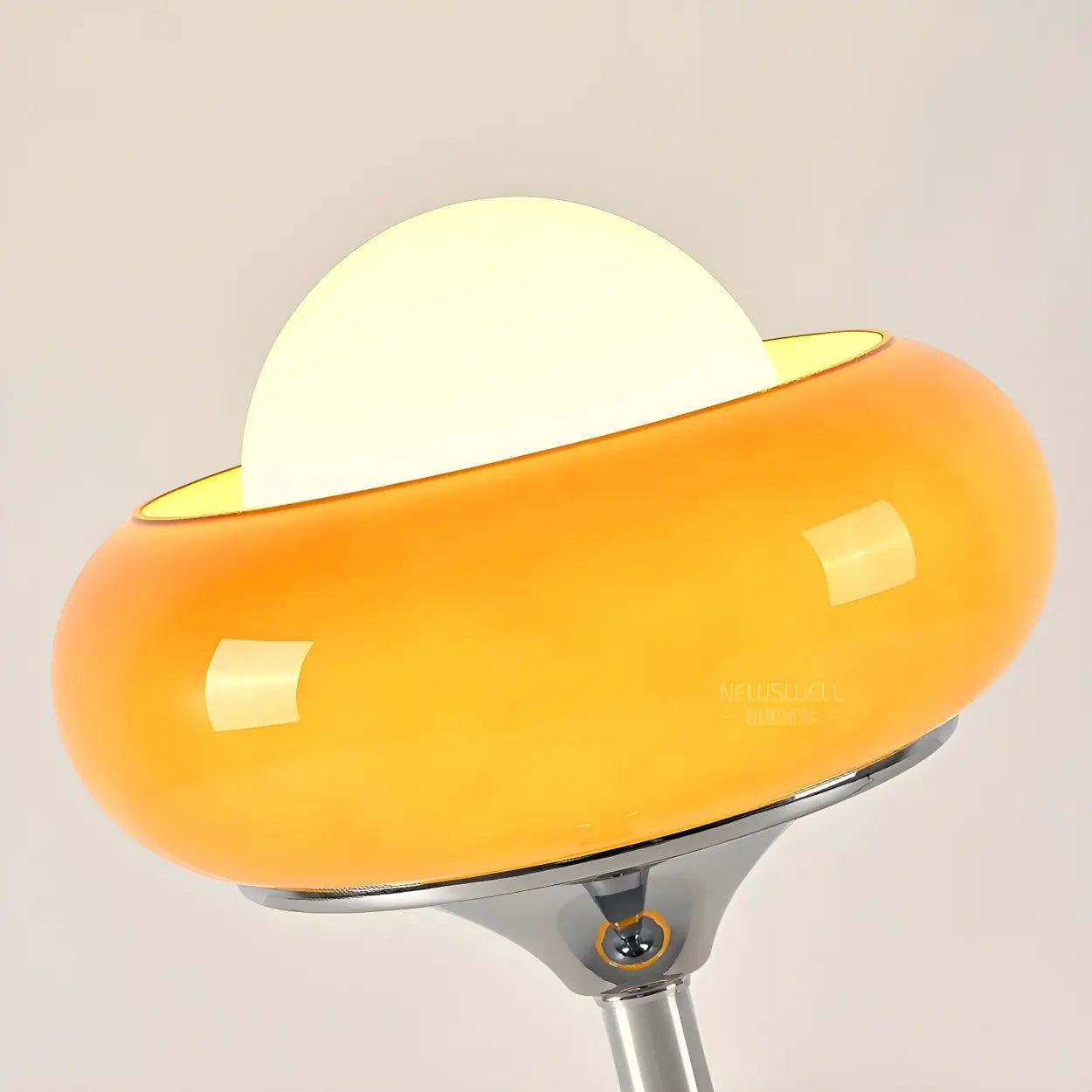 Vloerlamp Glas Retro Bol E27 Metaal Geel 155cm Sfeerverlichting Woonkamer