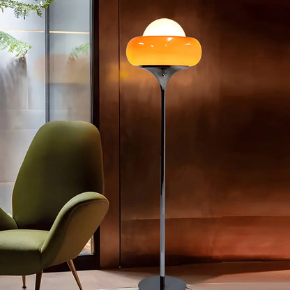 Vloerlamp Glas Retro Bol E27 Metaal Geel 155cm Sfeerverlichting Woonkamer