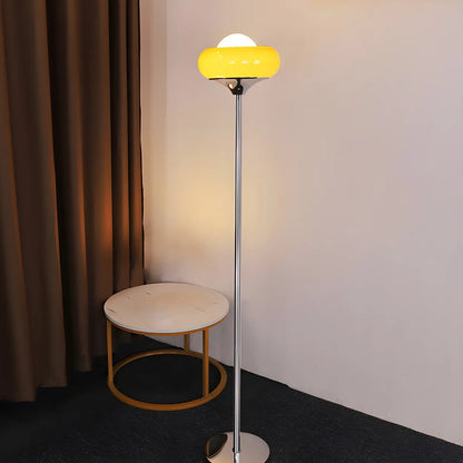 Vloerlamp Glas Retro Bol E27 Metaal Geel 155cm Sfeerverlichting Woonkamer
