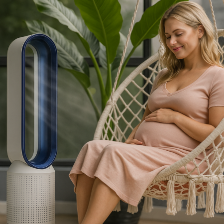 Draagbare Bladeloze Ventilator met Luchtzuivering Afstandsbediening Stille Werking Slaapkamer Kantoor