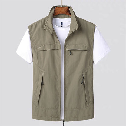 Sneldrogende Outdoor Bodywarmer met Meerdere Zakken voor Heren Mesh Ademend Vest Mourloos voor Vissen Wandelen Kamperen Actief Buitenleven