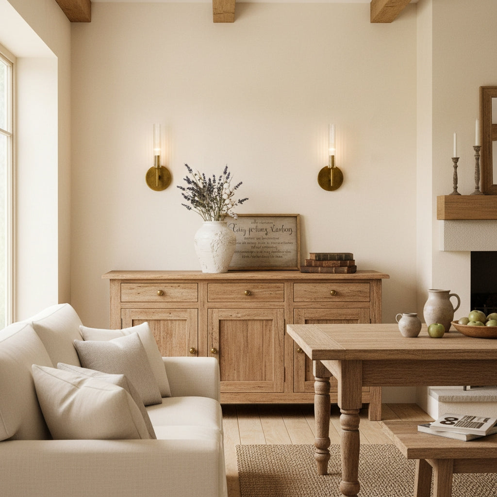 Geribbelde Glazen Wandlamp met Koperkleurige Afwerking – 1 of 2 Lichtpunten voor Badkamer Gang Slaapkamer