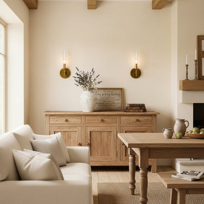 Geribbelde Glazen Wandlamp met Koperkleurige Afwerking – 1 of 2 Lichtpunten voor Badkamer Gang Slaapkamer
