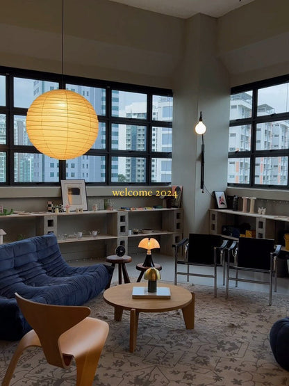 Japanse Mulberry Paper Hanglamp — Handgemaakte Washi Lampenkap Bol Sfeerverlichting