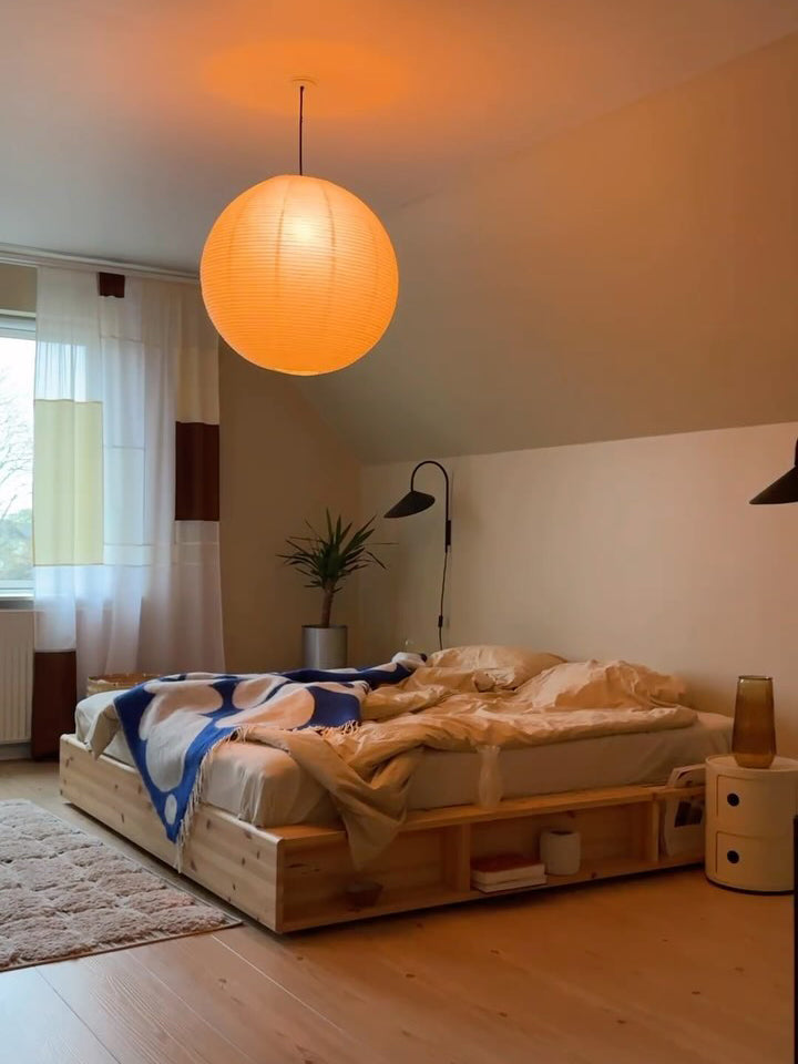 Japanse Mulberry Paper Hanglamp — Handgemaakte Washi Lampenkap Bol Sfeerverlichting
