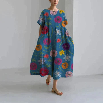 Vrouwelijke Zomerjurk Lange Elegante Bloemenprint