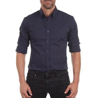 Roben | kreukvrije Heren overhemd Met Rits in de kleur Zwart voor heren in stijl geschikt voor alle seizoenen.