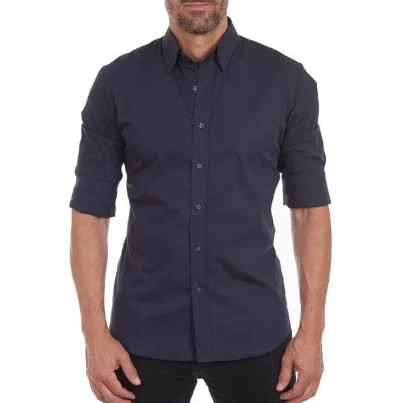 Roben | kreukvrije Heren overhemd Met Rits in de kleur Zwart voor heren in stijl geschikt voor alle seizoenen.
