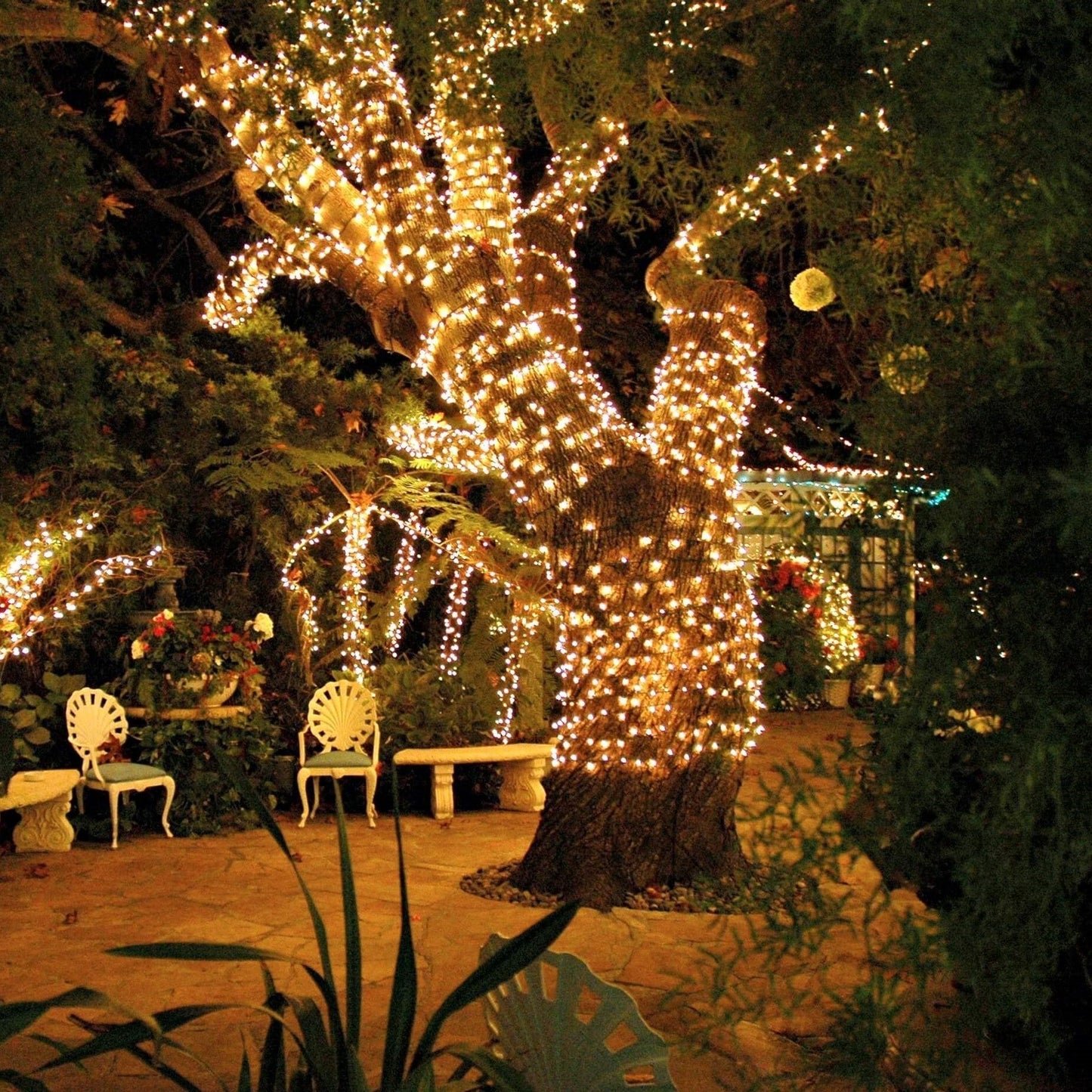 Solar LED Lichtsnoer Warm Wit Groene Koperdraad IP65 Waterdicht Voor Tuin Terras & Balkon