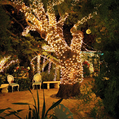 Solar LED Lichtsnoer Warm Wit Groene Koperdraad IP65 Waterdicht Voor Tuin Terras & Balkon