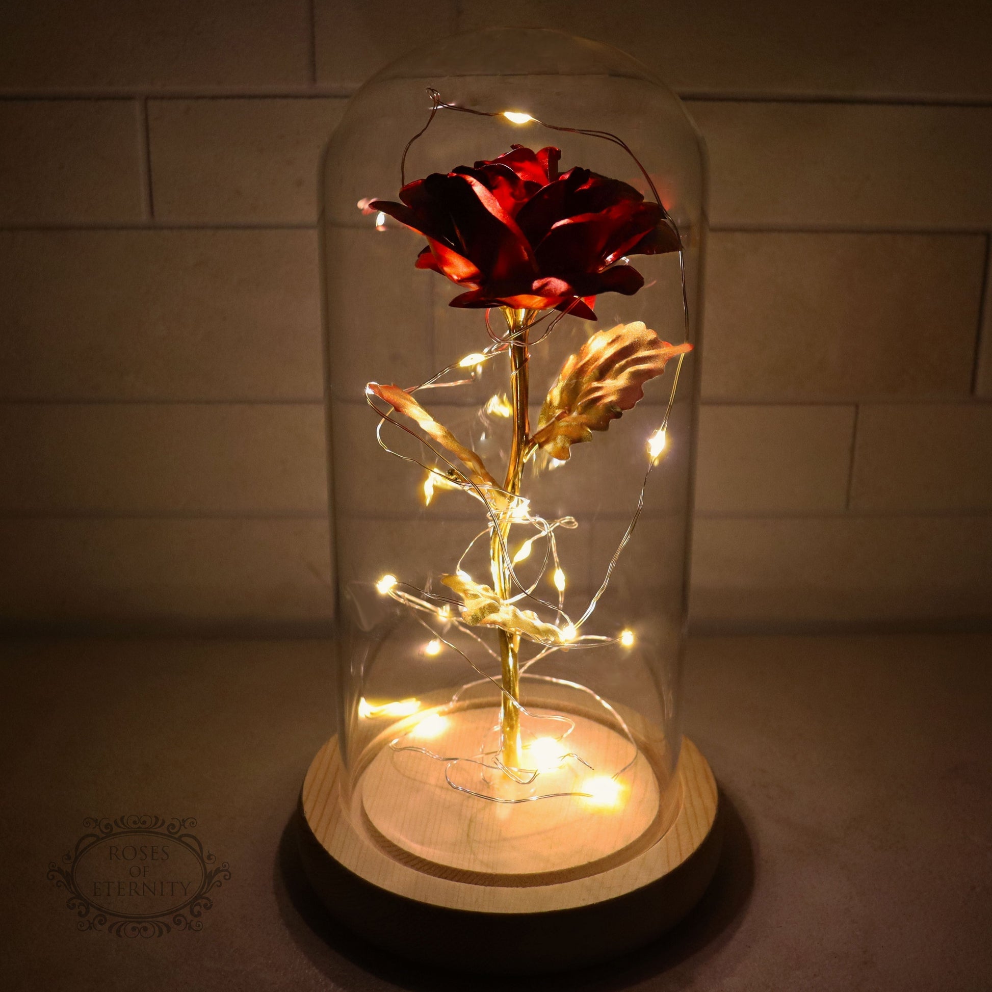 Kunstroos Decoratie Gouden Roos in Glas Vaas - StudioMarella