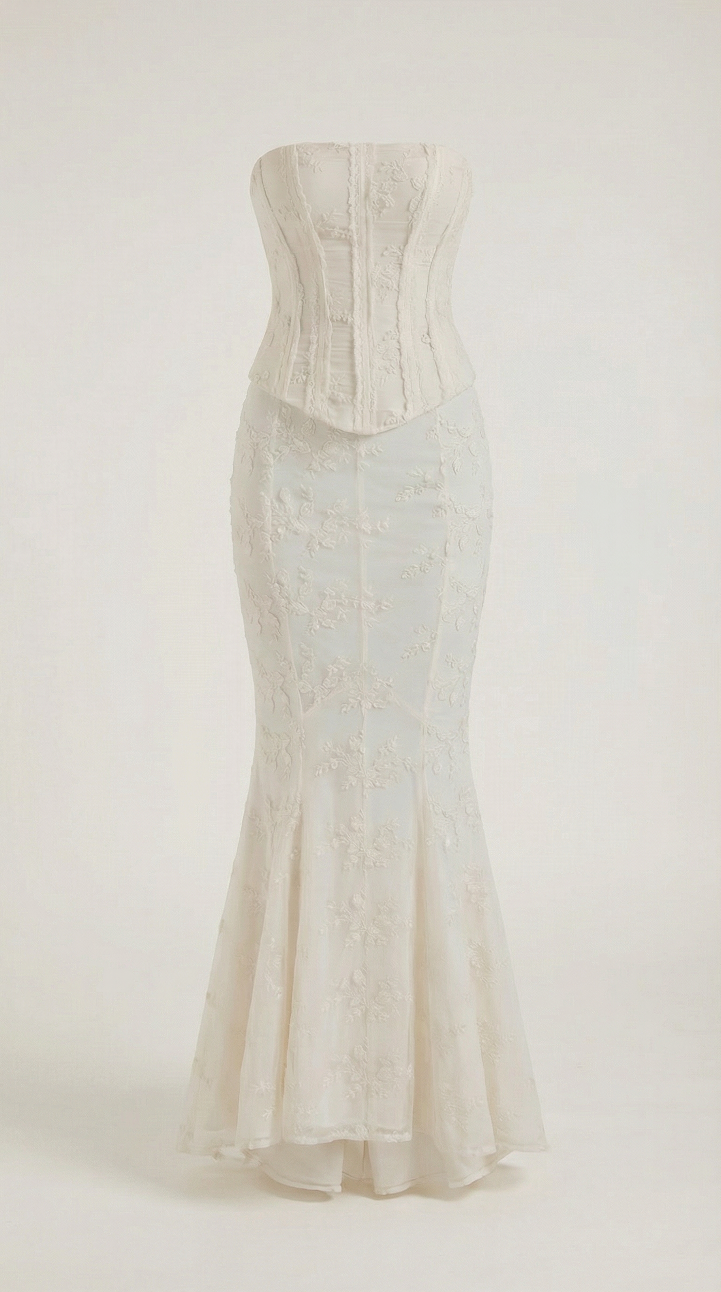 Dames Maxi Jurk Strapless Kant Zeemeermin Silhouet