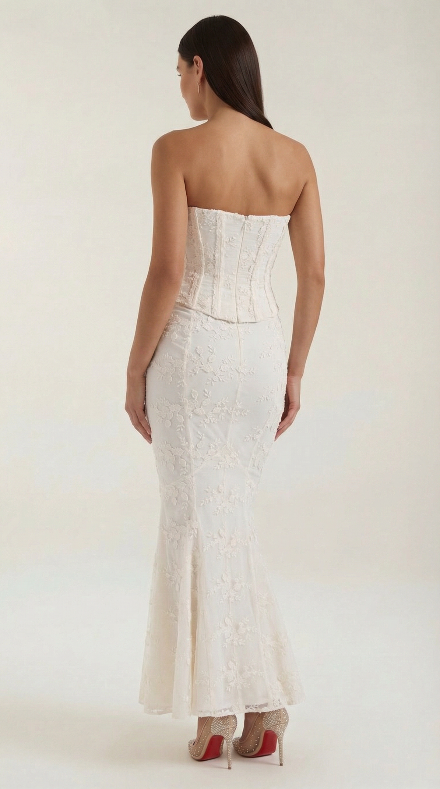 Dames Maxi Jurk Strapless Kant Zeemeermin Silhouet