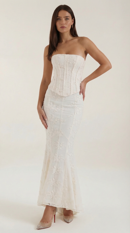 Dames Maxi Jurk Strapless Kant Zeemeermin Silhouet - StudioMarella