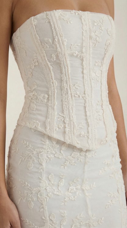 Dames Maxi Jurk Strapless Kant Zeemeermin Silhouet
