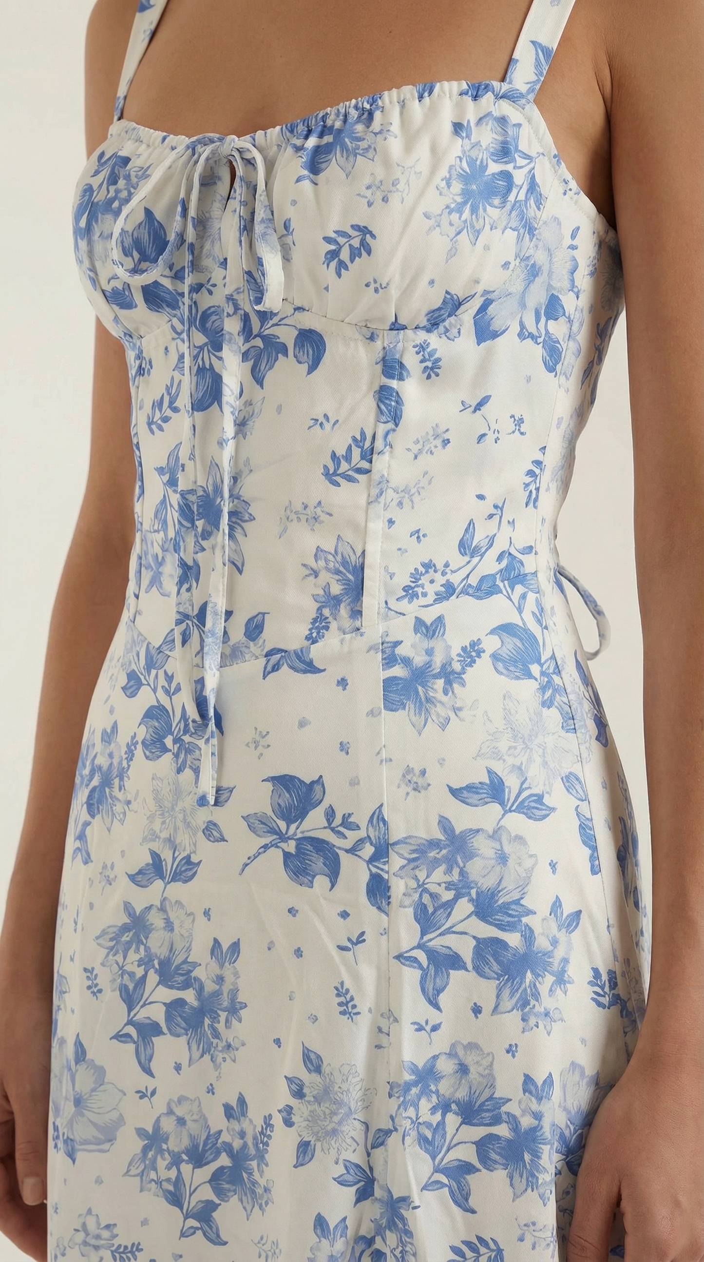 Midi Jurk Dames A-Lijn met Bloemenprint en Hartvormige Hals