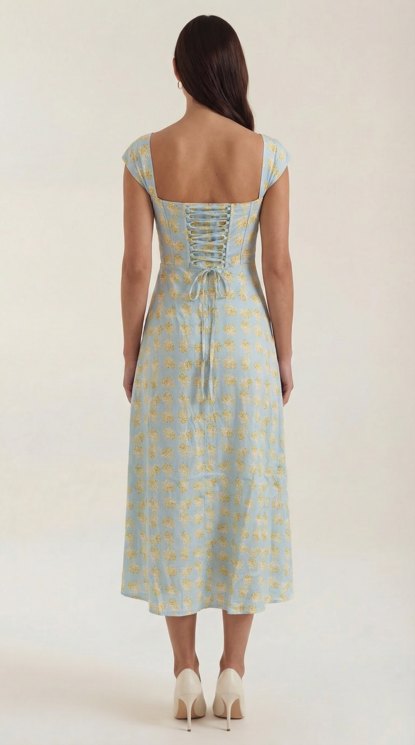 Midi Jurk Dames A-Lijn Bloemenprint Spaghettibandjes