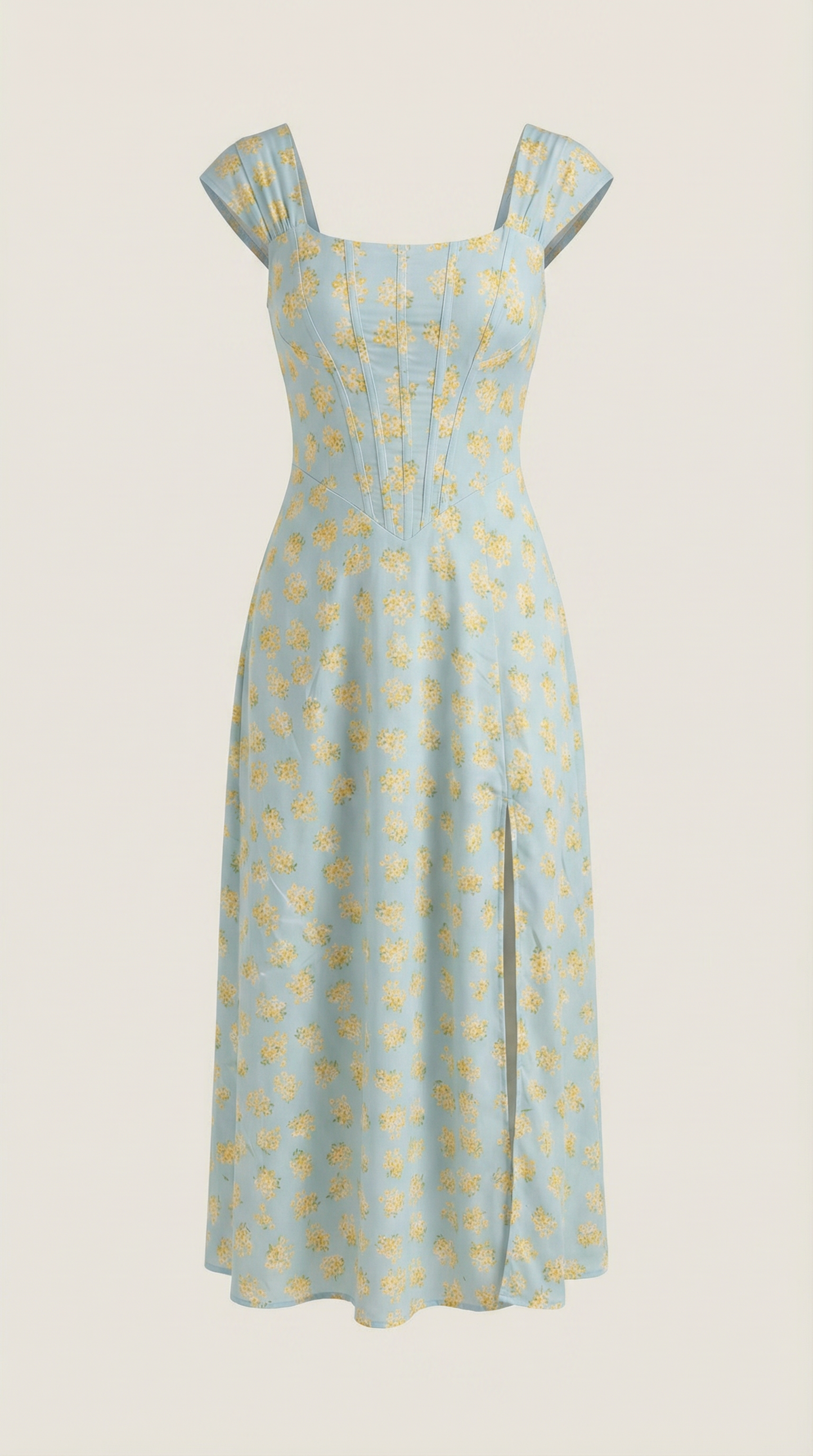 Midi Jurk Dames A-Lijn Bloemenprint Spaghettibandjes