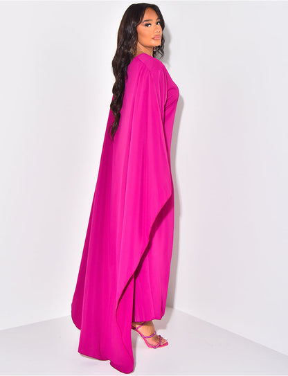 Vrouwelijke Cape Jurk Losse Pasvorm Verstelbare Taille