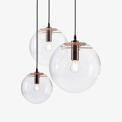 Moderne Glazen Bol Hanglamp Transparant Met Zwarte Of Rose Gold Fitting Minimalistische Design Plafondlamp Voor Woonkamer Eettafel Keuken