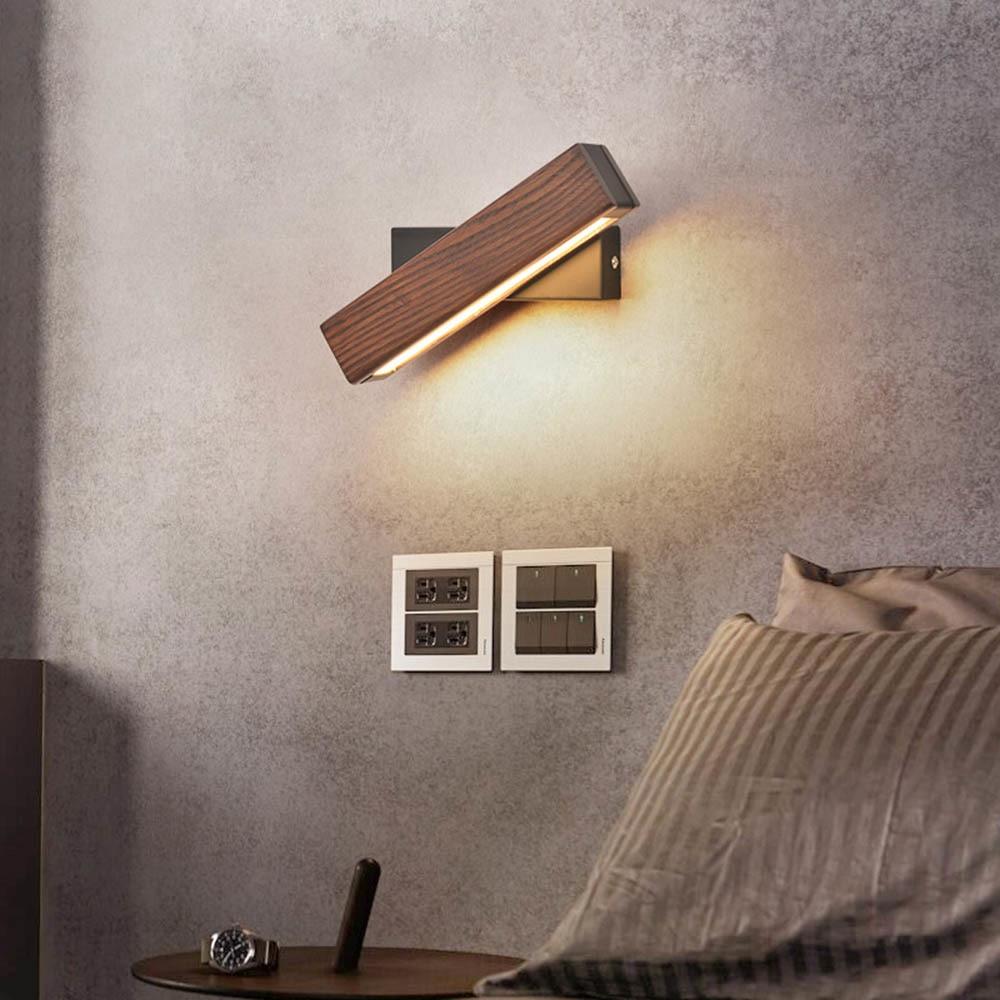 Wandlamp Hout LED Draaibaar Warm Licht Binnen Slaapkamer Woonkamer Wandverlichting Modern Design
