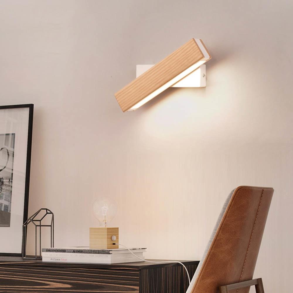 Wandlamp Hout LED Draaibaar Warm Licht Binnen Slaapkamer Woonkamer Wandverlichting Modern Design