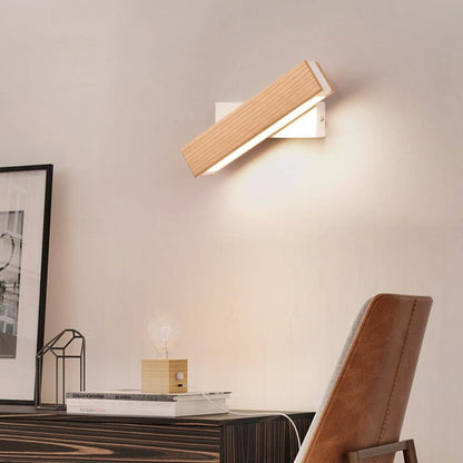 Wandlamp Hout LED Draaibaar Warm Licht Binnen Slaapkamer Woonkamer Wandverlichting Modern Design