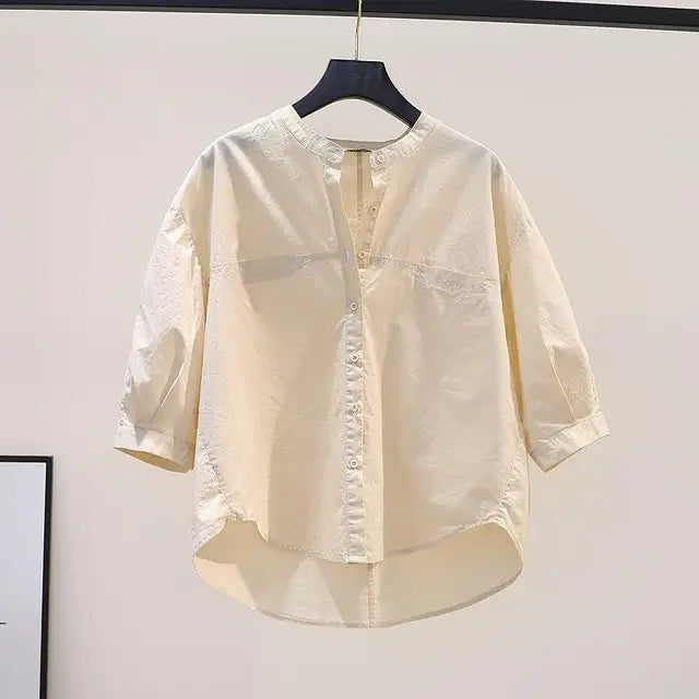 Vrouwen Zacht Katoenen Abrikooskleurig Shirt - StudioMarella