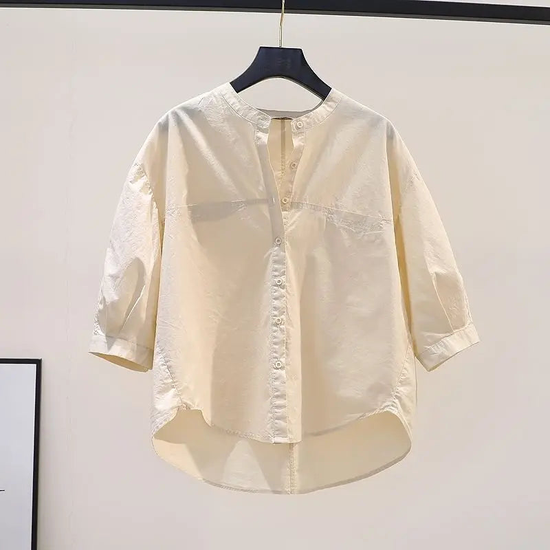 Vrouwen Zacht Katoenen Abrikooskleurig Shirt